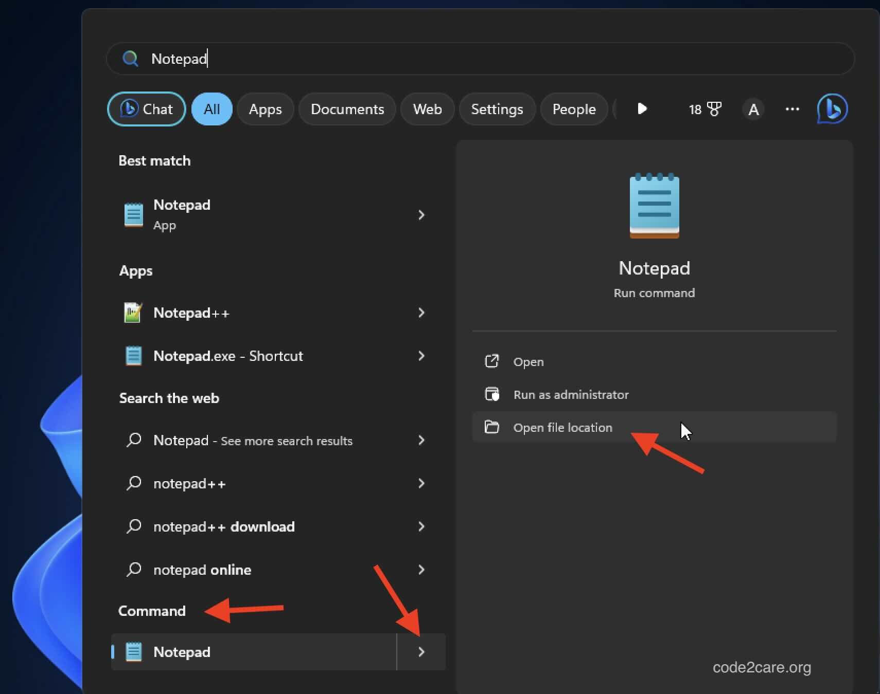 How to Find the Location of Notepad on Windows 11 Code2care